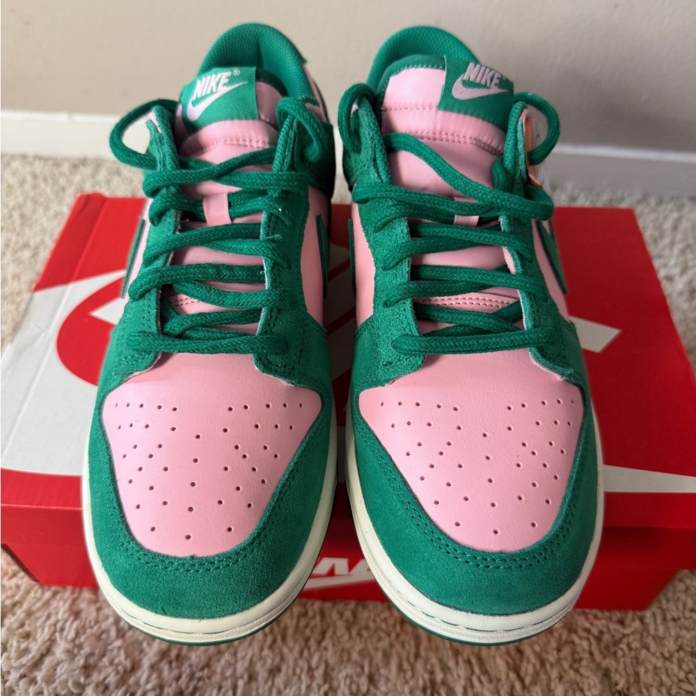 Nike Dunk Low Retro SE Pink and Green Athletic Shoes